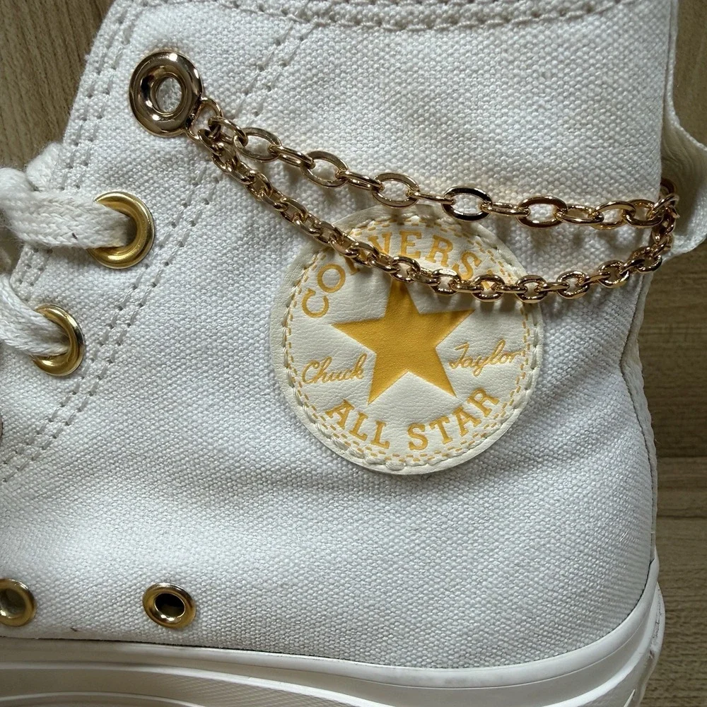 Converse Chuck Taylor High Platform Valentines Day 2023 Gold Chain Women's SZ 6